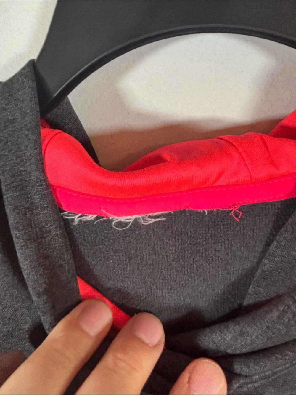 The North Face Gray Red Logo Pullover Hoodie Fleece Lined Adult Size Unknown